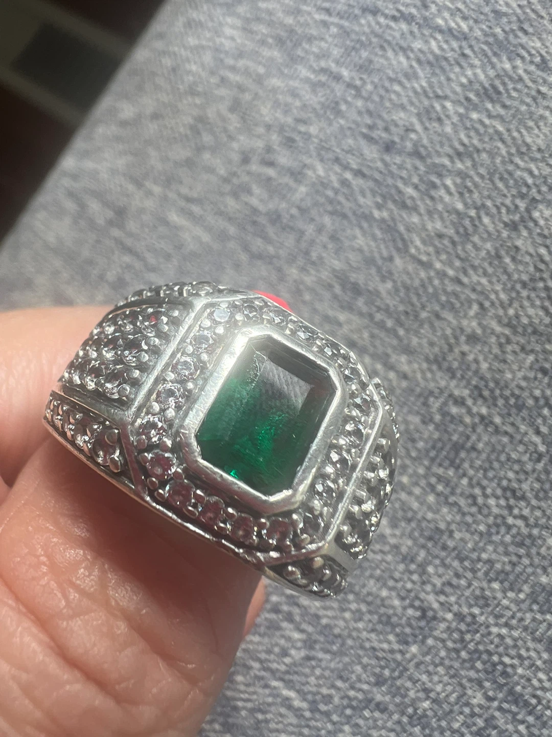 925 silver Emerald  Statement Ring - photo 4