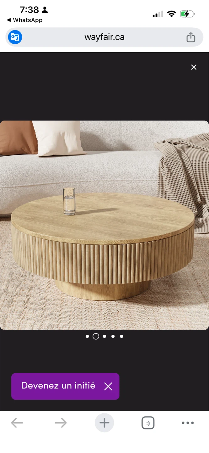 New Round Fluted Wood Coffee Table - photo 2
