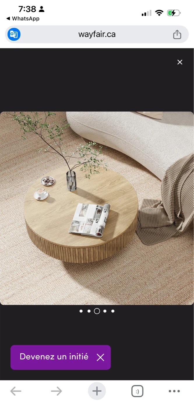 New Round Fluted Wood Coffee Table - photo 3