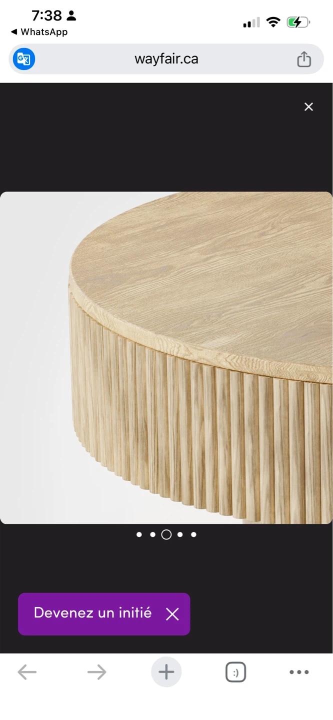 New Round Fluted Wood Coffee Table - photo 5