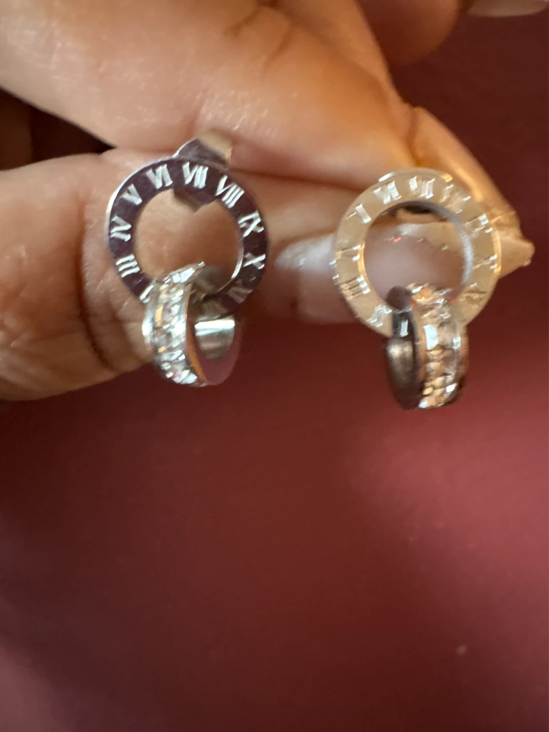 ⚽️ 18KGP CZ Necklace and Earring Set with Roman Numerals - photo 4