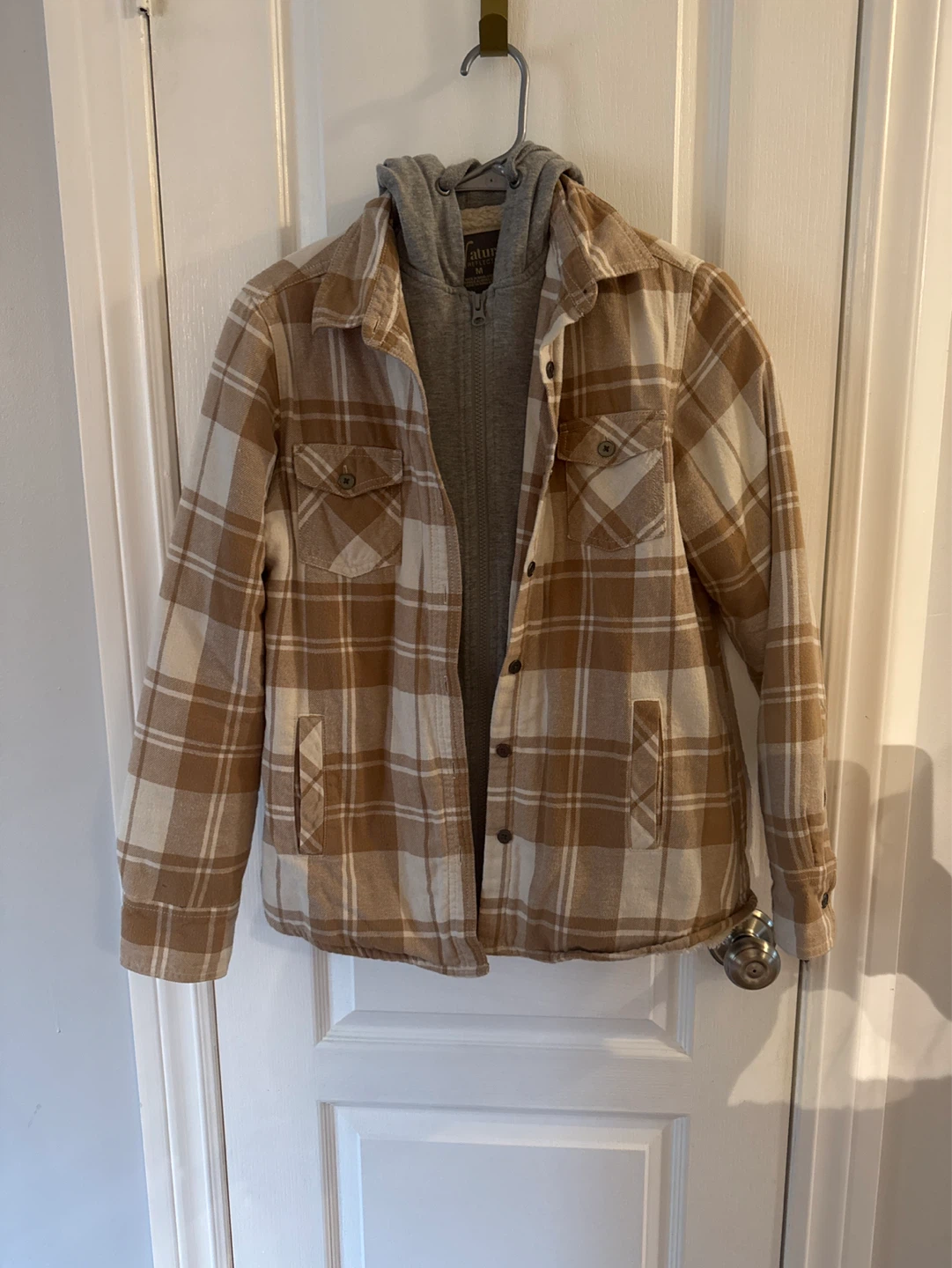 Natural Reflections Flannel Sherpa Lined Hoodie Jacket - Size M
