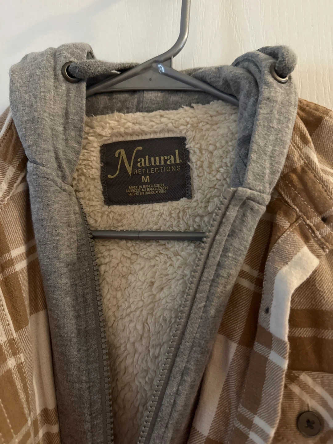 Natural Reflections Flannel Sherpa Lined Hoodie Jacket - Size M - photo 2
