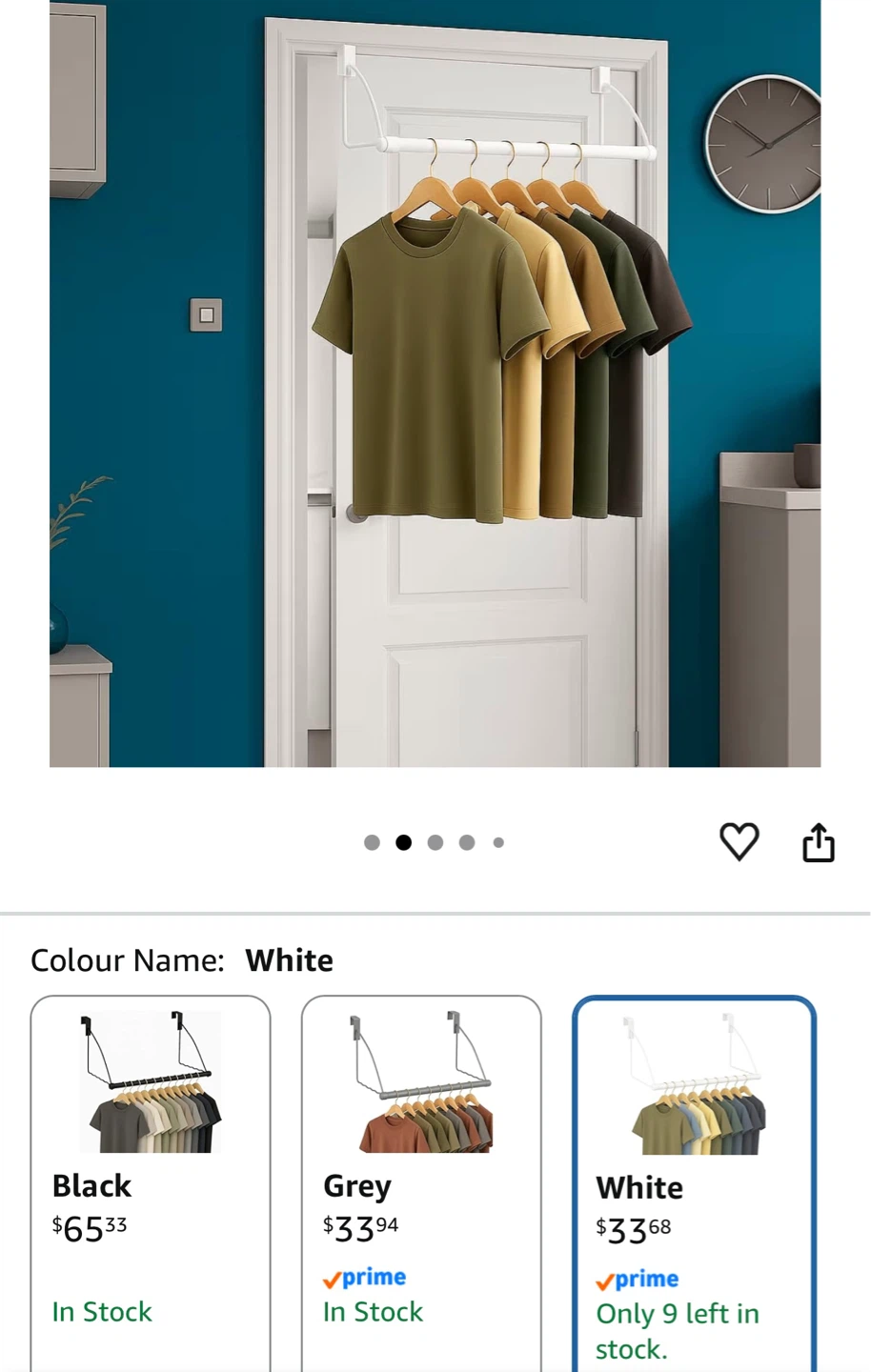 White Over-the-Door Clothes Hanger Rack