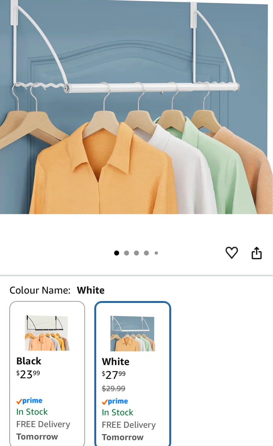White Over-the-Door Clothes Hanger Rack - photo 3