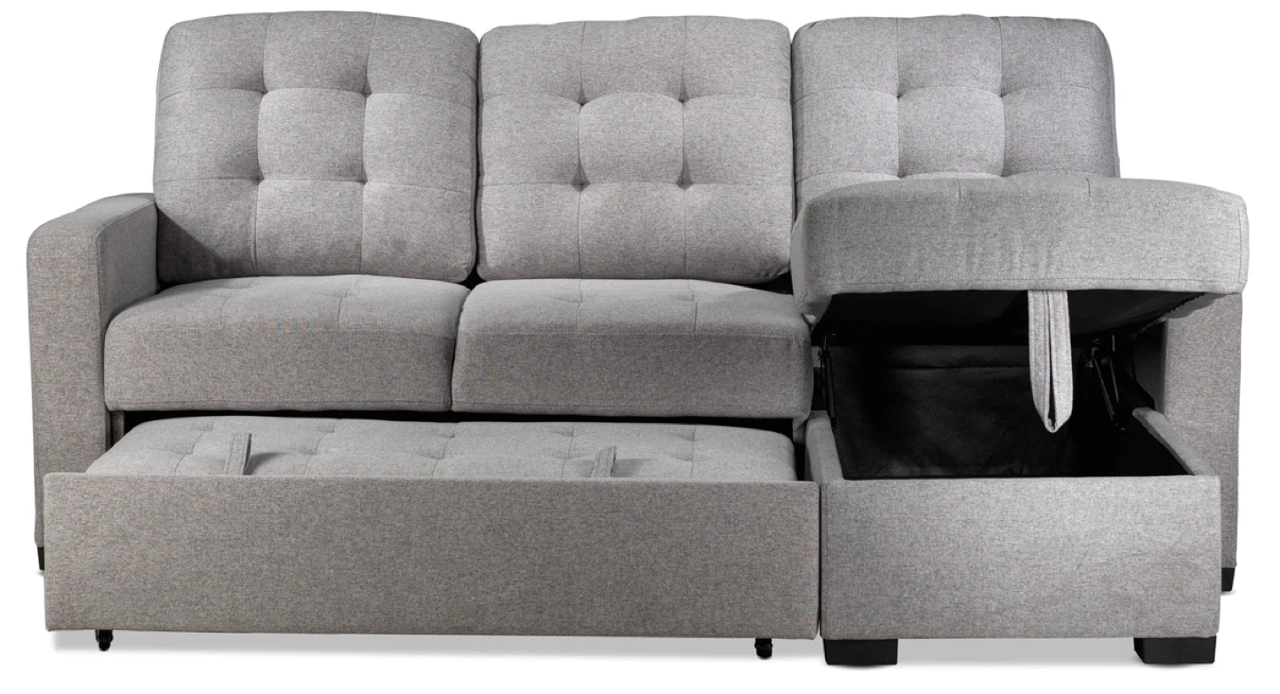 Grey Sectional Sofa Bed with Storage - photo 3
