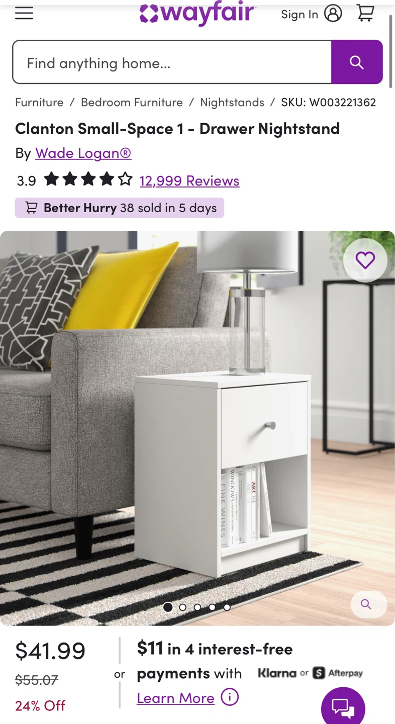 Small-Space 1-Drawer Nightstand with usb and charging port - photo 3