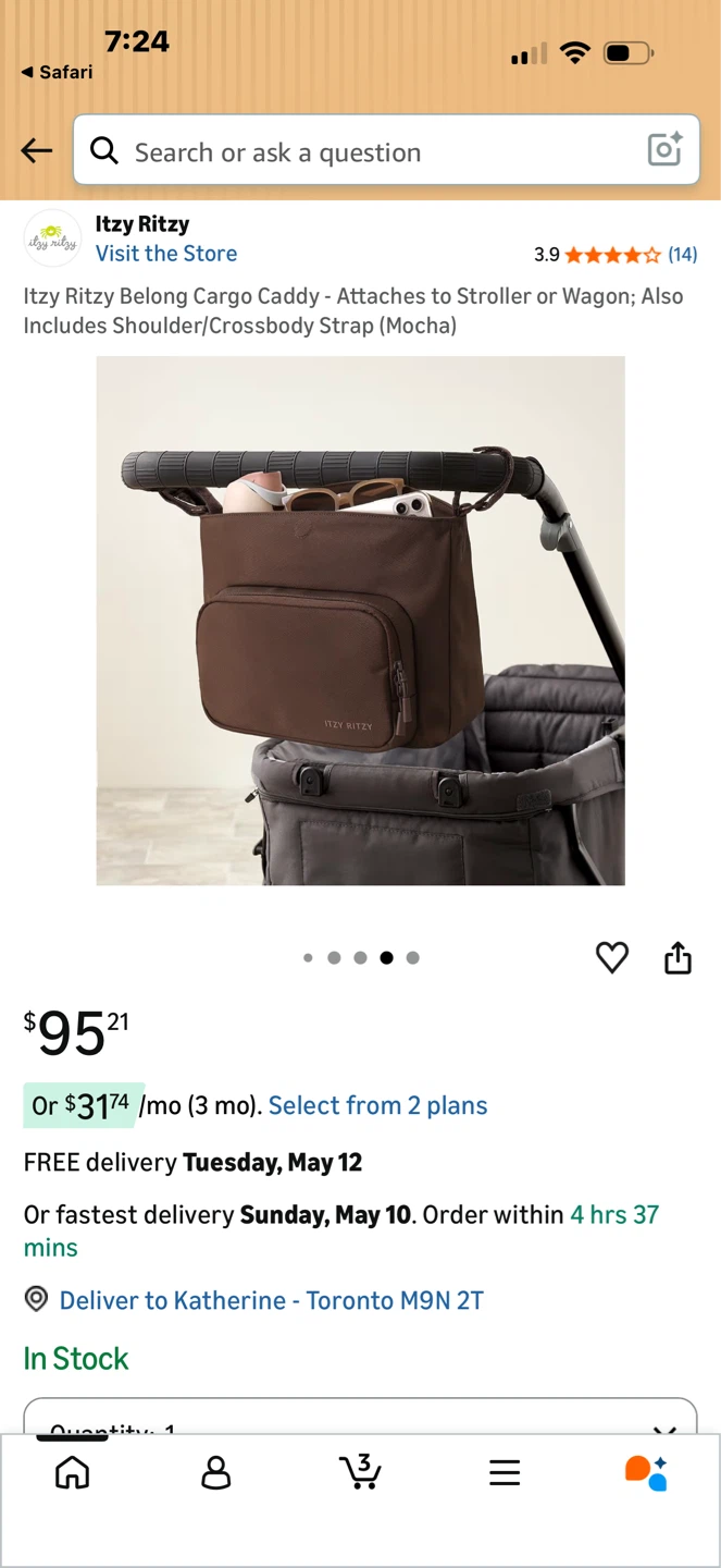 New Itzy Ritzy Belong Cargo Caddy - Mocha