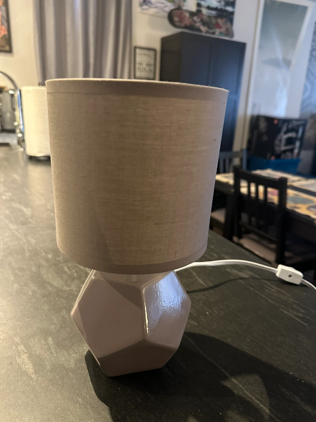 Small Grey Geometric Base Lamp - photo 2