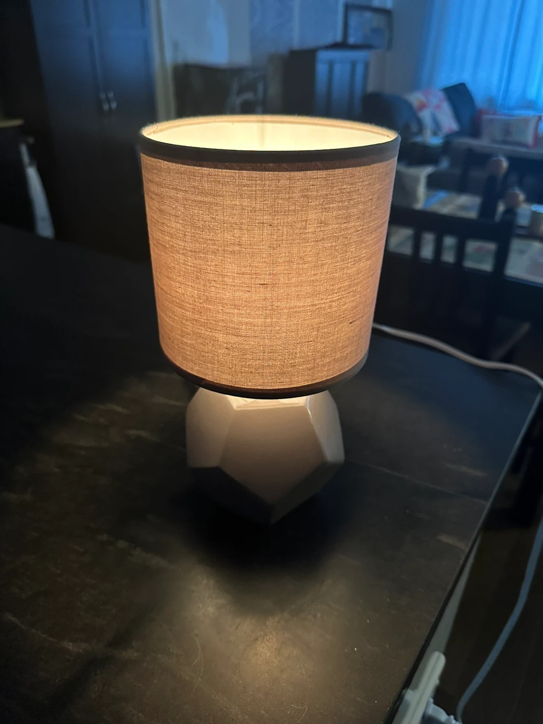 Small Grey Geometric Base Lamp
