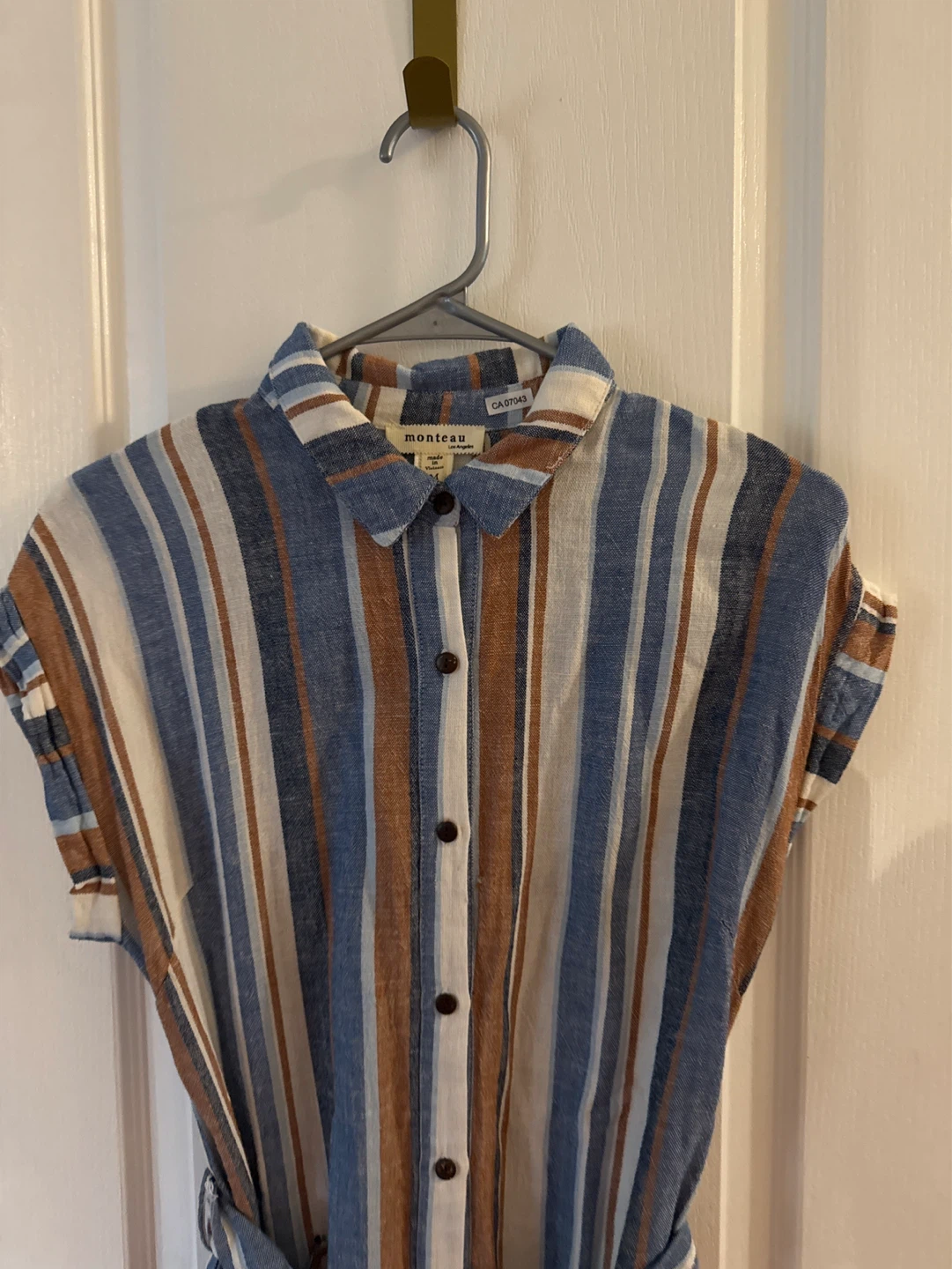 Monteau Striped Button-Up Dress with Belt - photo 2