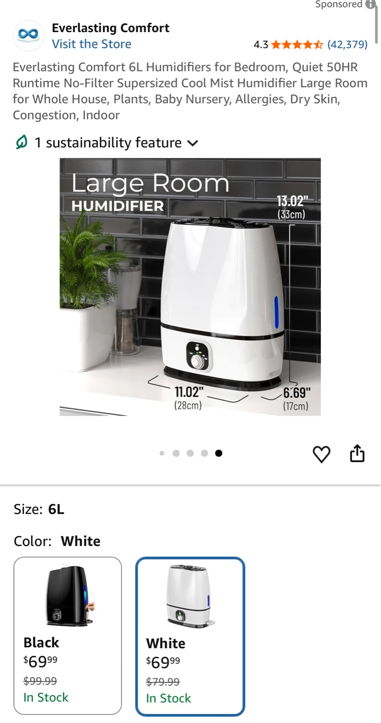 Everlasting Comfort Ultrasonic Humidifier - 6L - photo 2