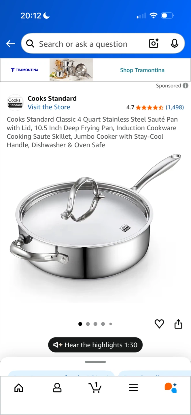 Cooks Standard Stainless Steel Sauté Pan with Lid ⚽️ - photo 5