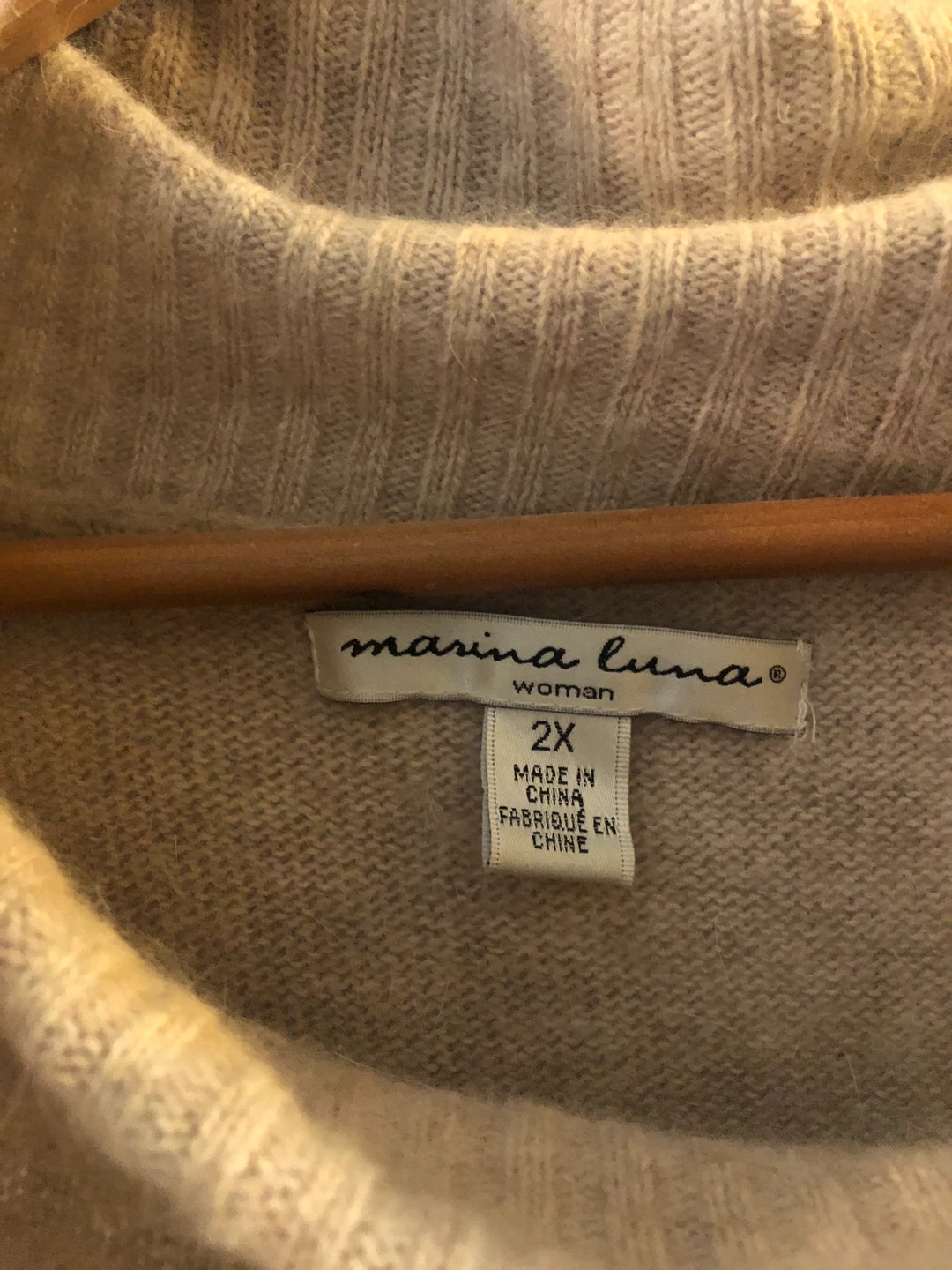 ⚽️ Marina Luna Women's Beige Cowl Neck Sweater 2X - photo 2