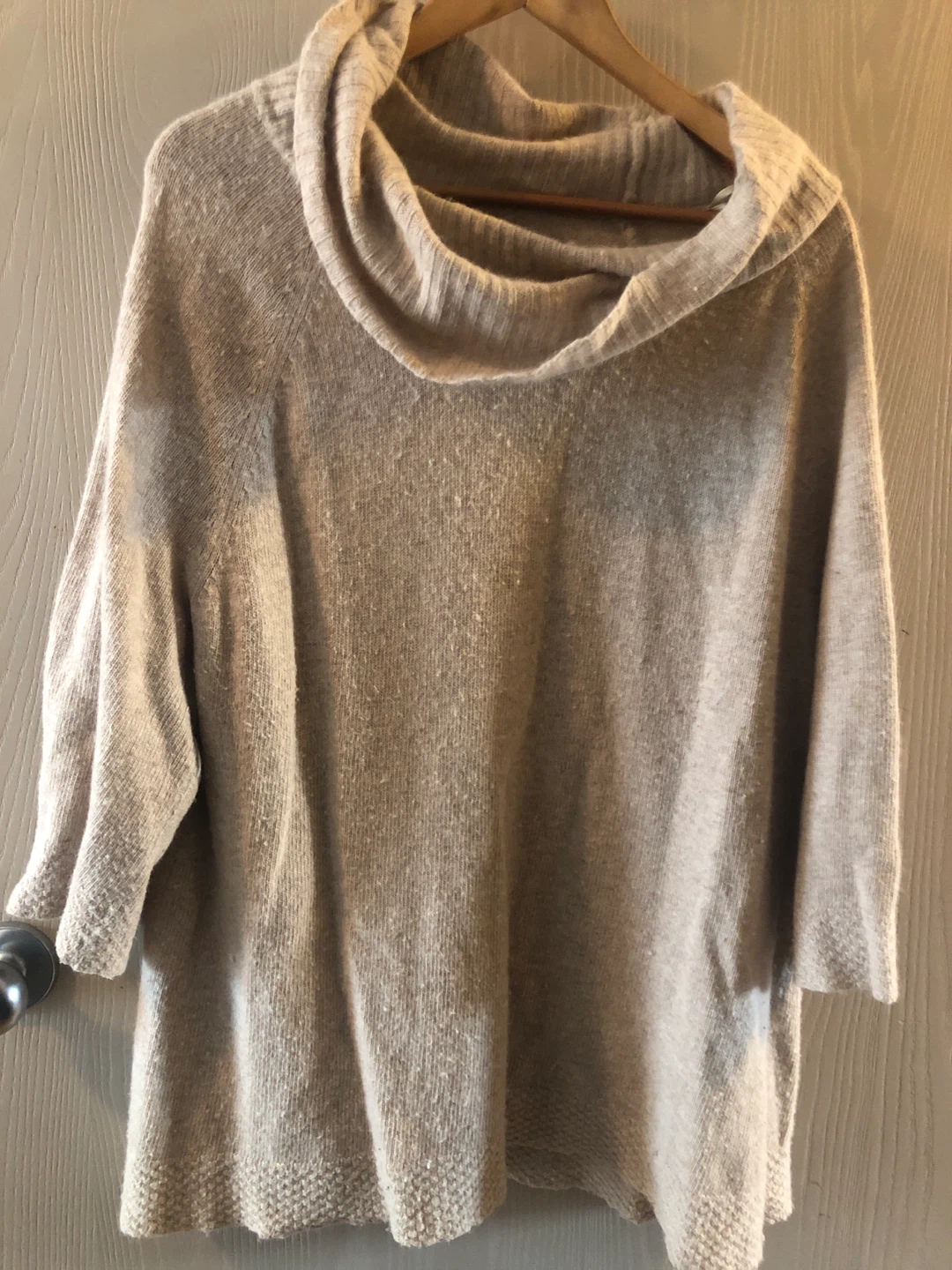 ⚽️ Marina Luna Women's Beige Cowl Neck Sweater 2X