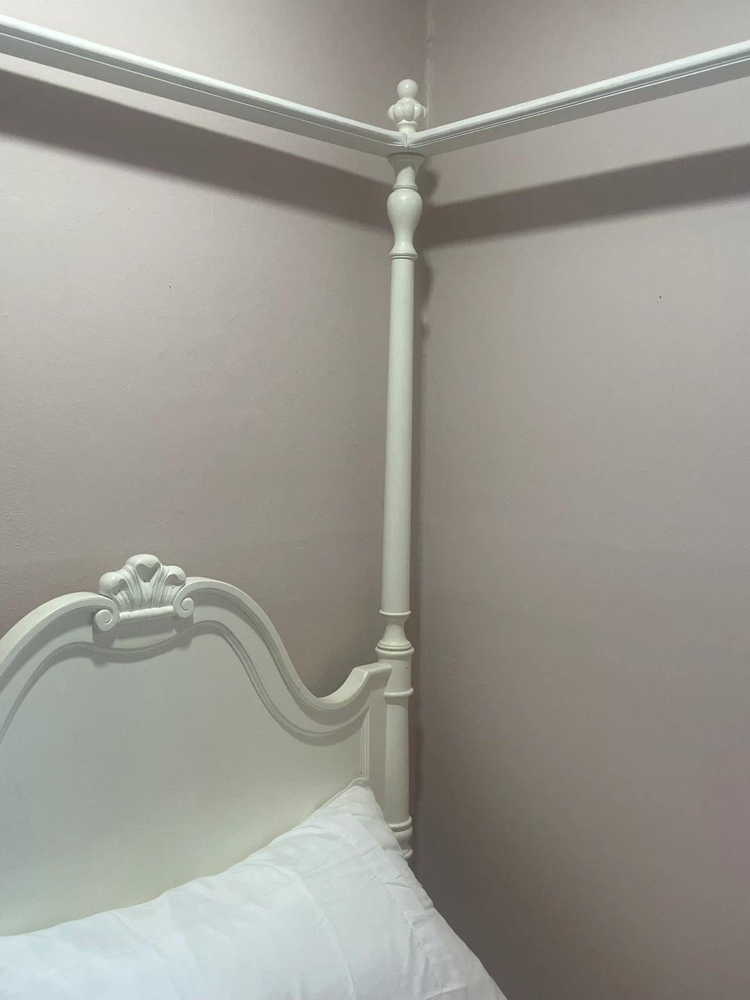 Solid Wood White Canopy Bed Frame - photo 5