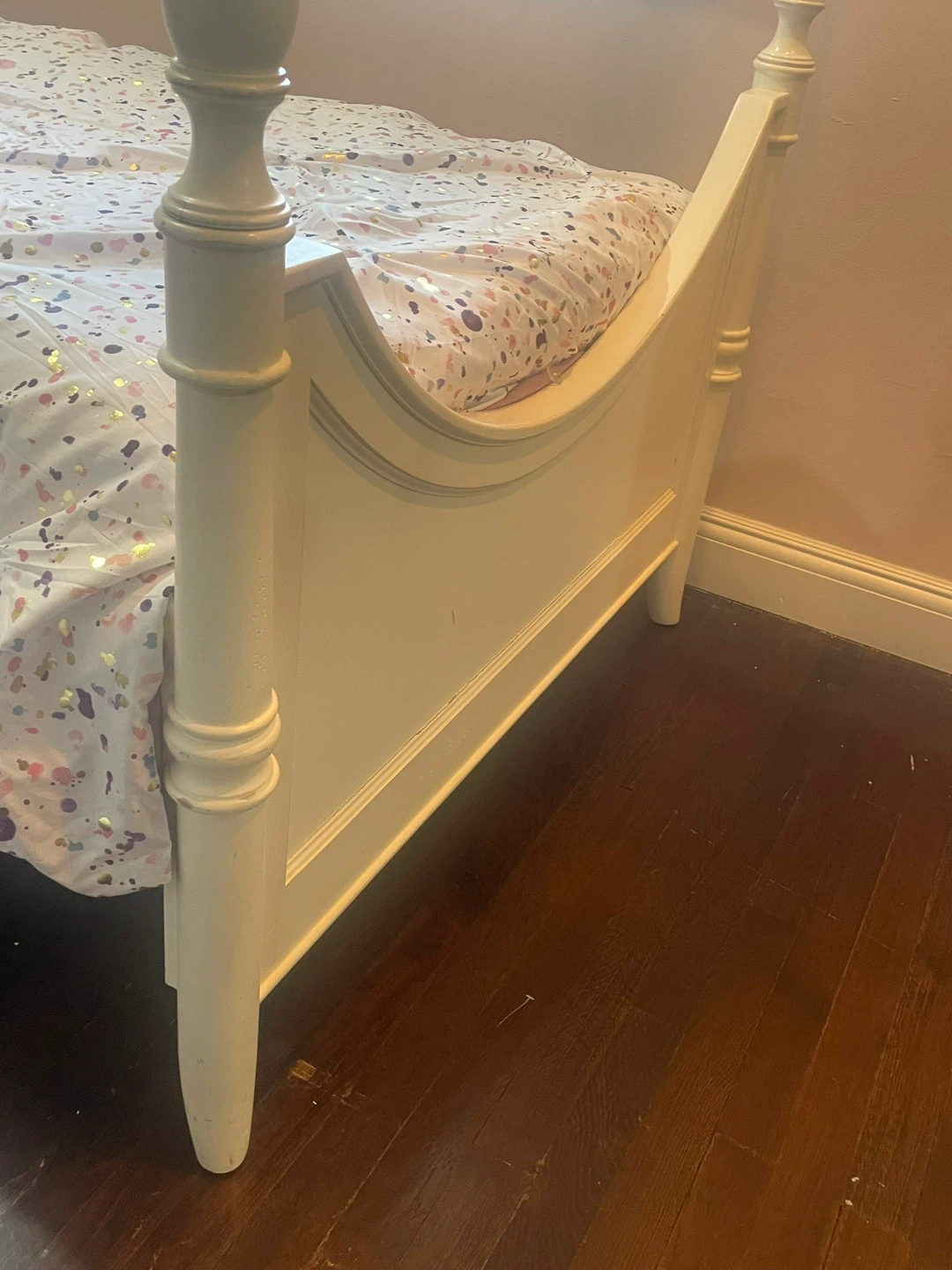 Solid Wood White Canopy Bed Frame - photo 3