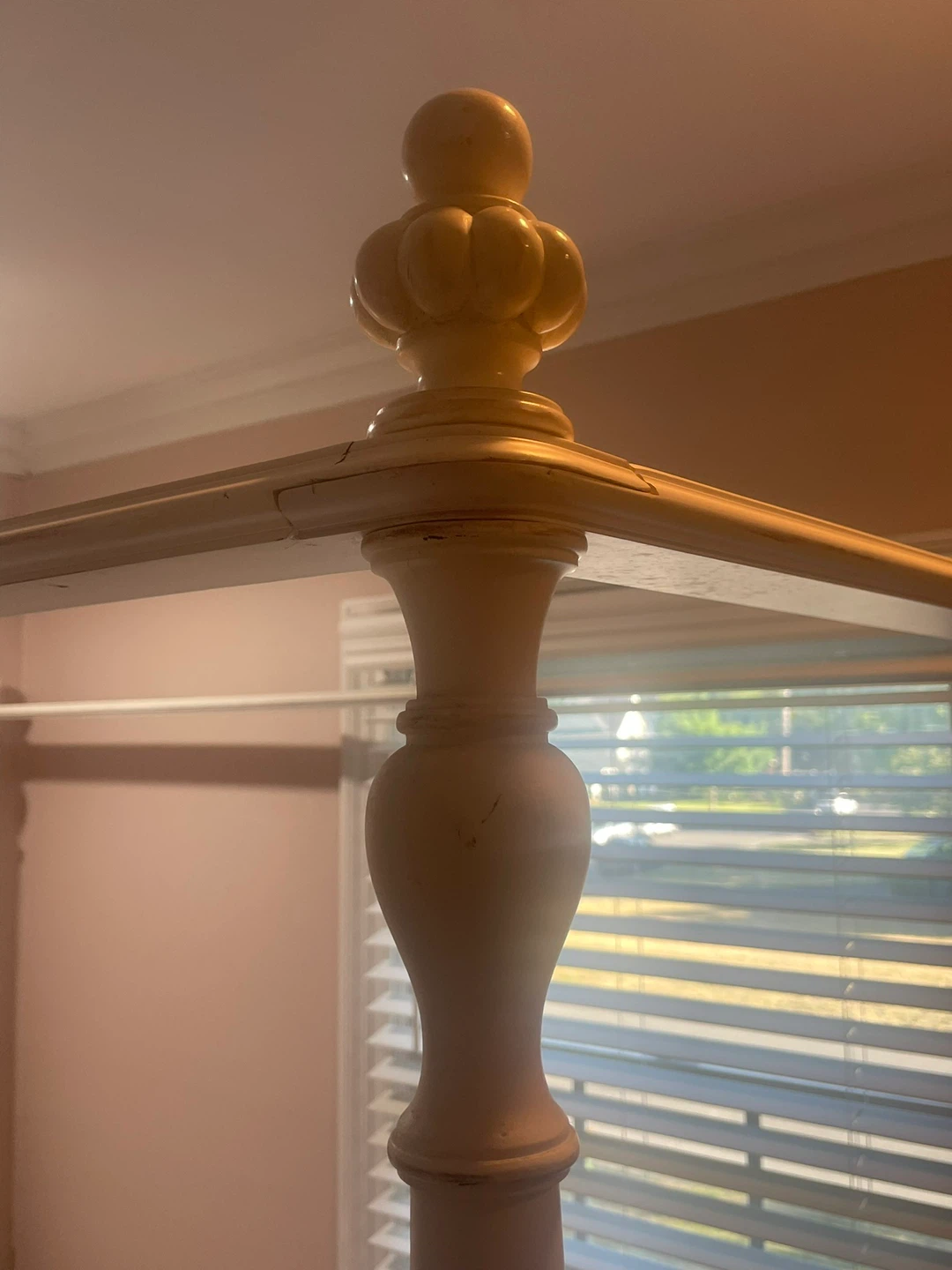 Solid Wood White Canopy Bed Frame - photo 4