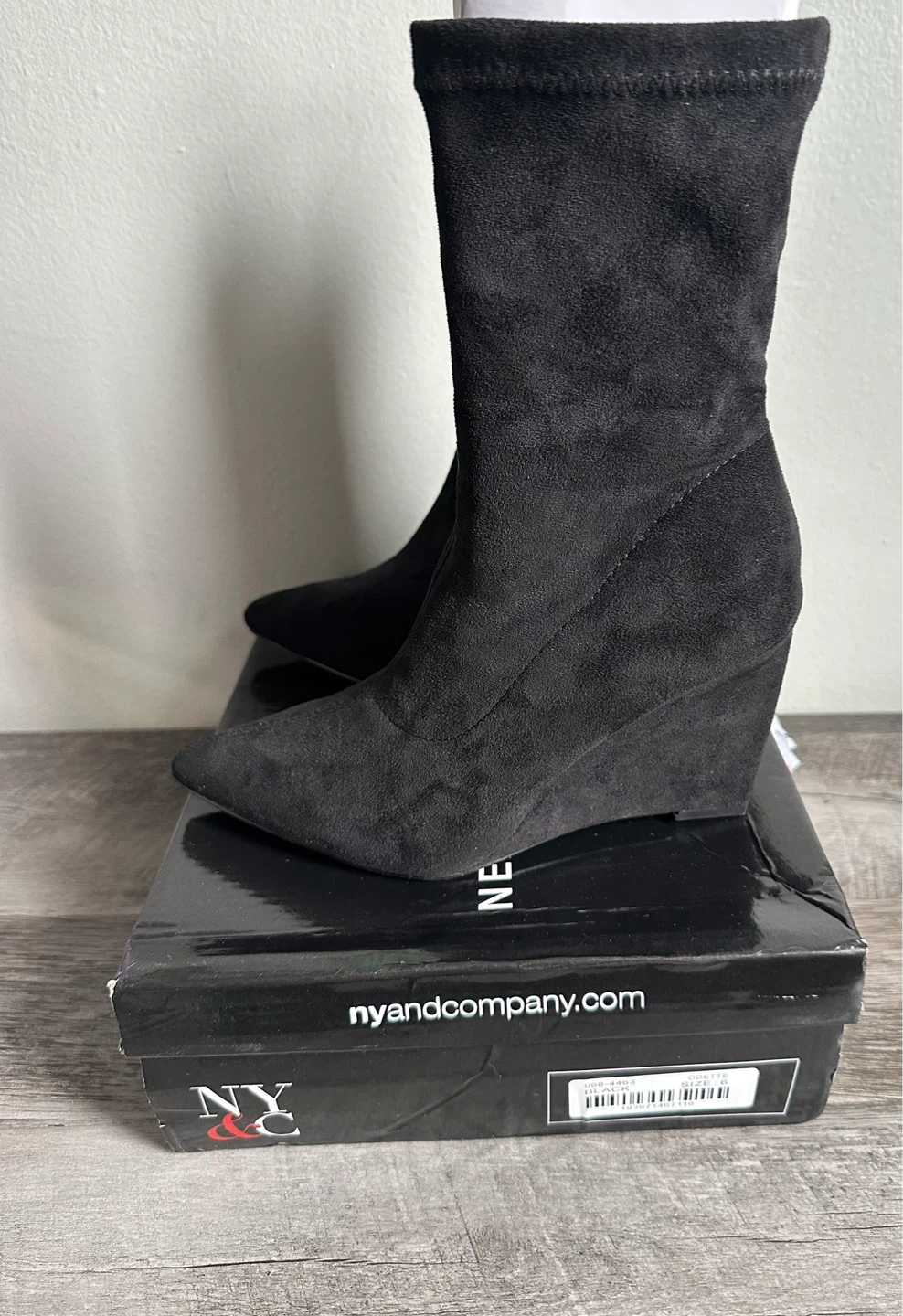 NY & Company Black "Odette" Wedge Ankle Boots - Size 6