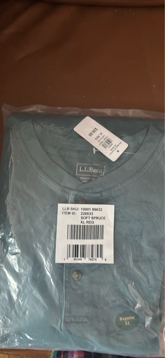 TWO LL.Bean Men's Henleys - XL Regular (Soft Spruce & Navy Blue) - photo 3