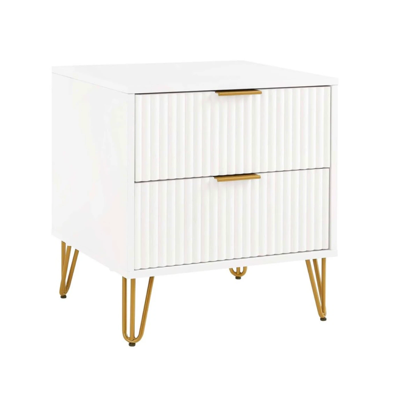 New White 2-Drawer Nightstand with Gold Legs - photo 3
