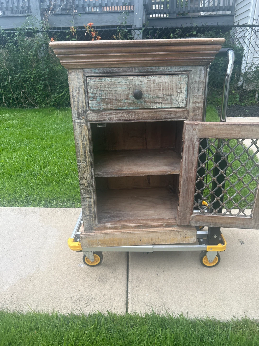 Rustic Wooden Nightstand with Drawer and Cabinet - photo 4
