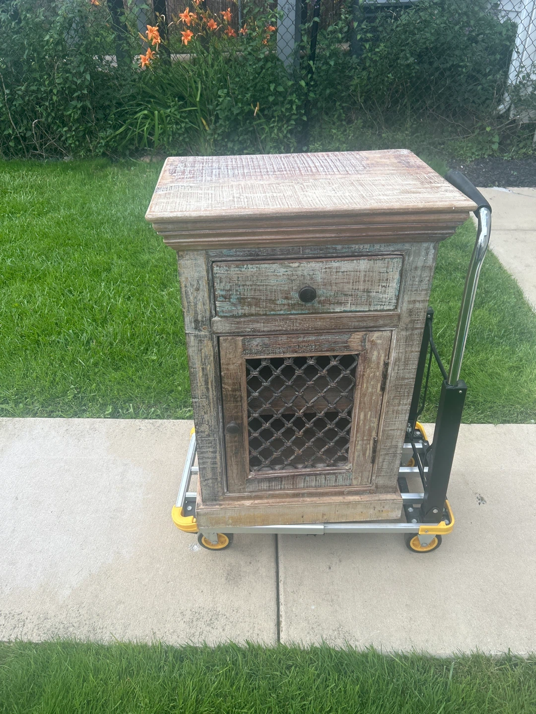 Rustic Wooden Nightstand with Drawer and Cabinet