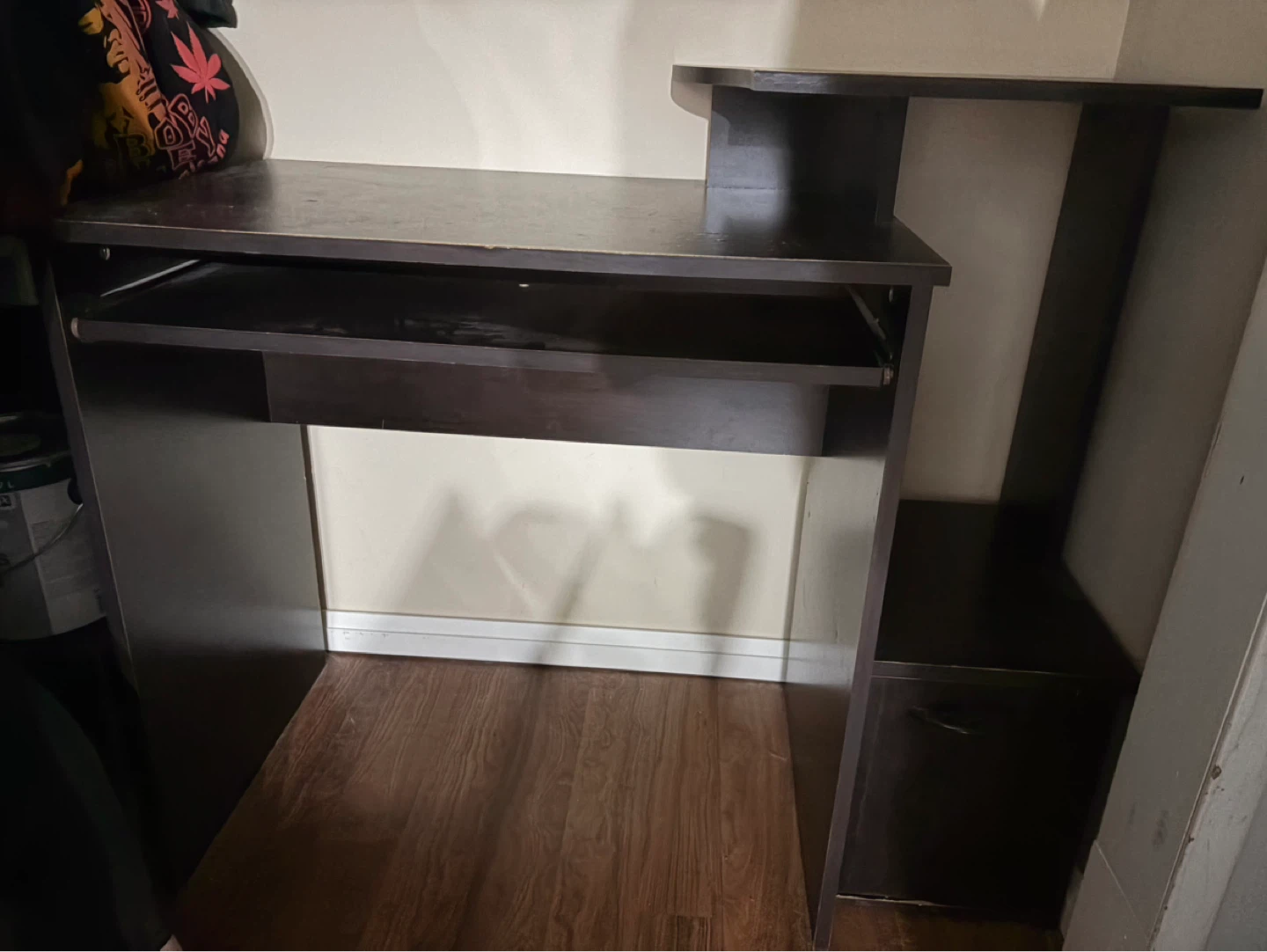 Dark Brown Computer Desk with Keyboard Tray