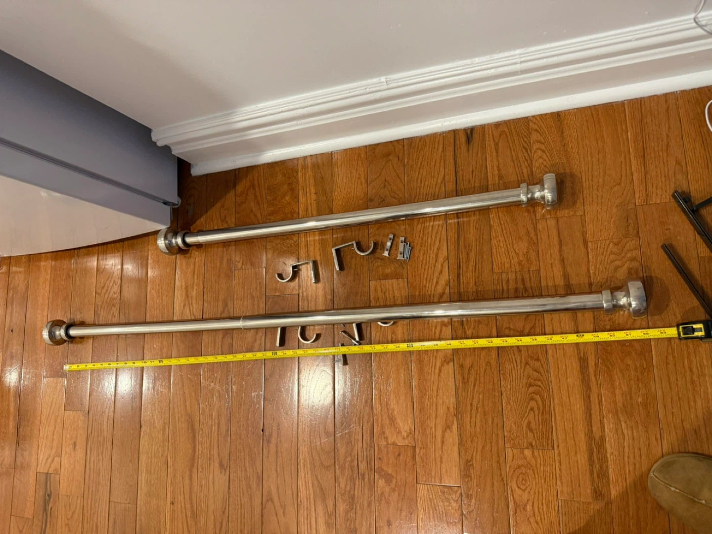 Crate and barrel Silver Curtain Rod Set with Brackets and Screws - photo 3