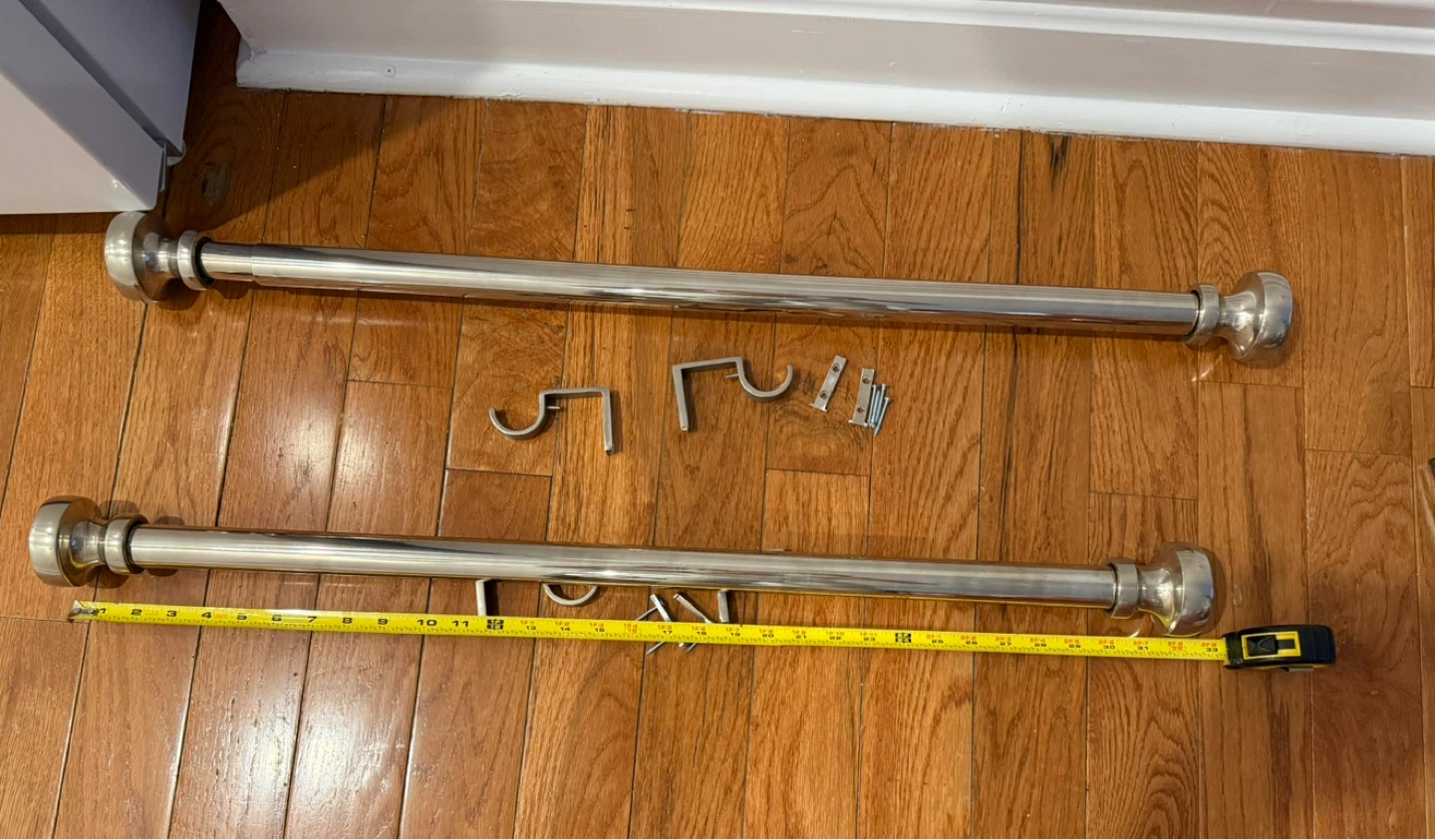 Crate and barrel Silver Curtain Rod Set with Brackets and Screws - photo 2