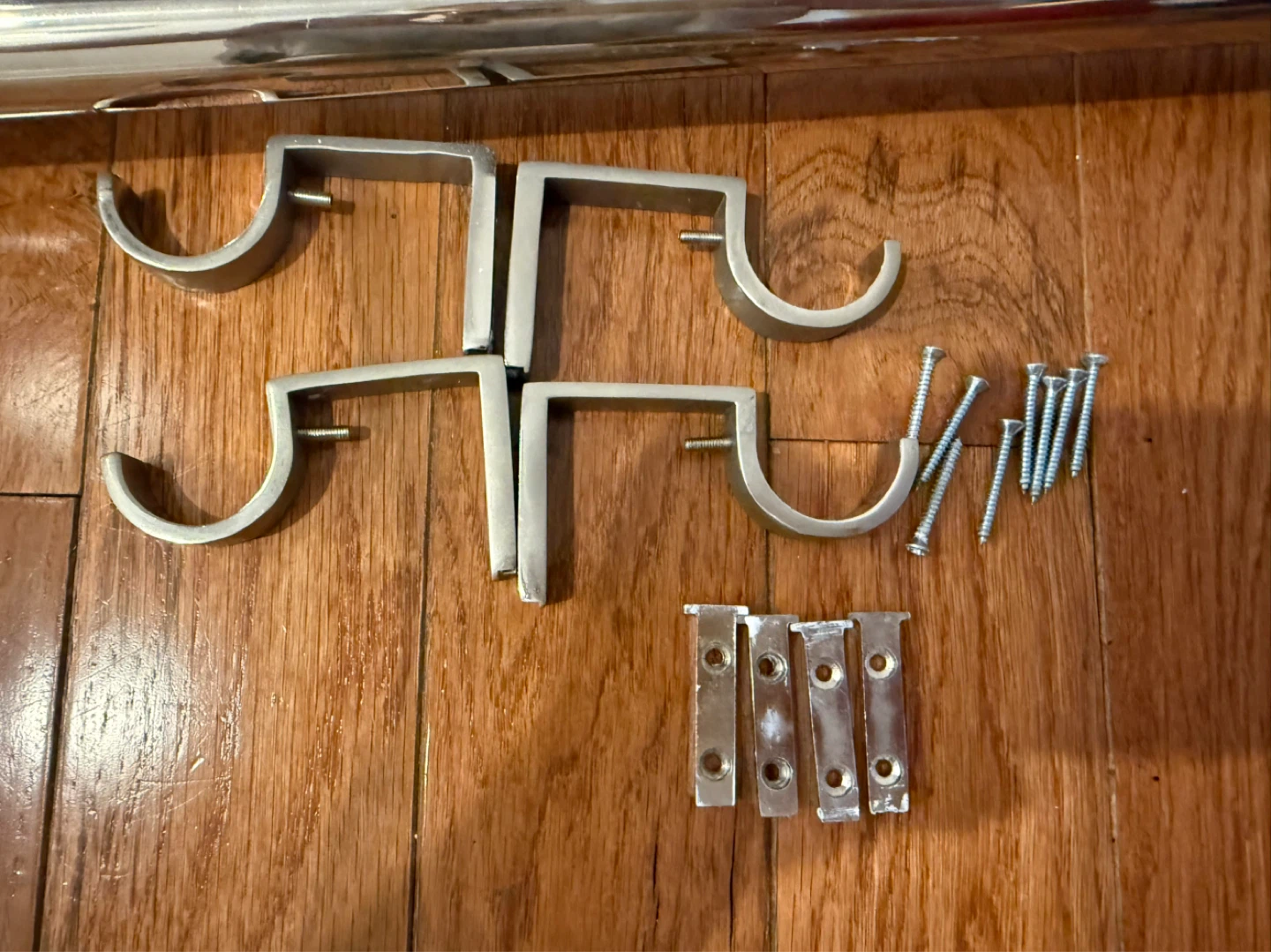 Crate and barrel Silver Curtain Rod Set with Brackets and Screws - photo 4
