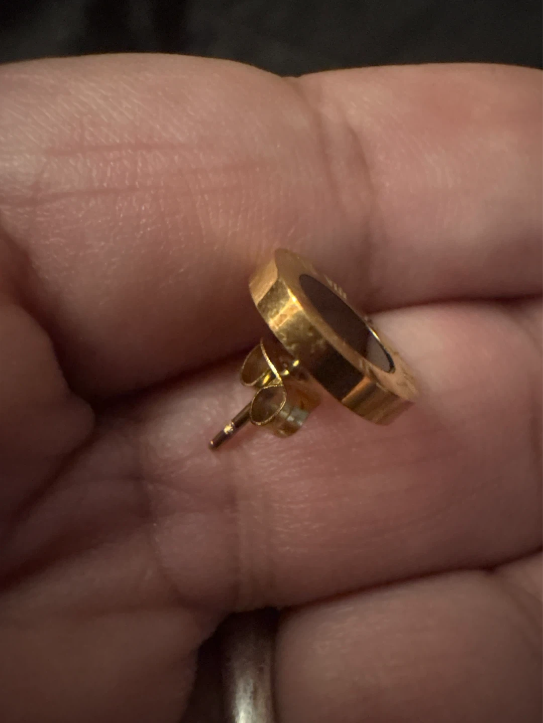 ⚽️ 18K Gold SS Black Onyx Roman numeral stud earrings - photo 5