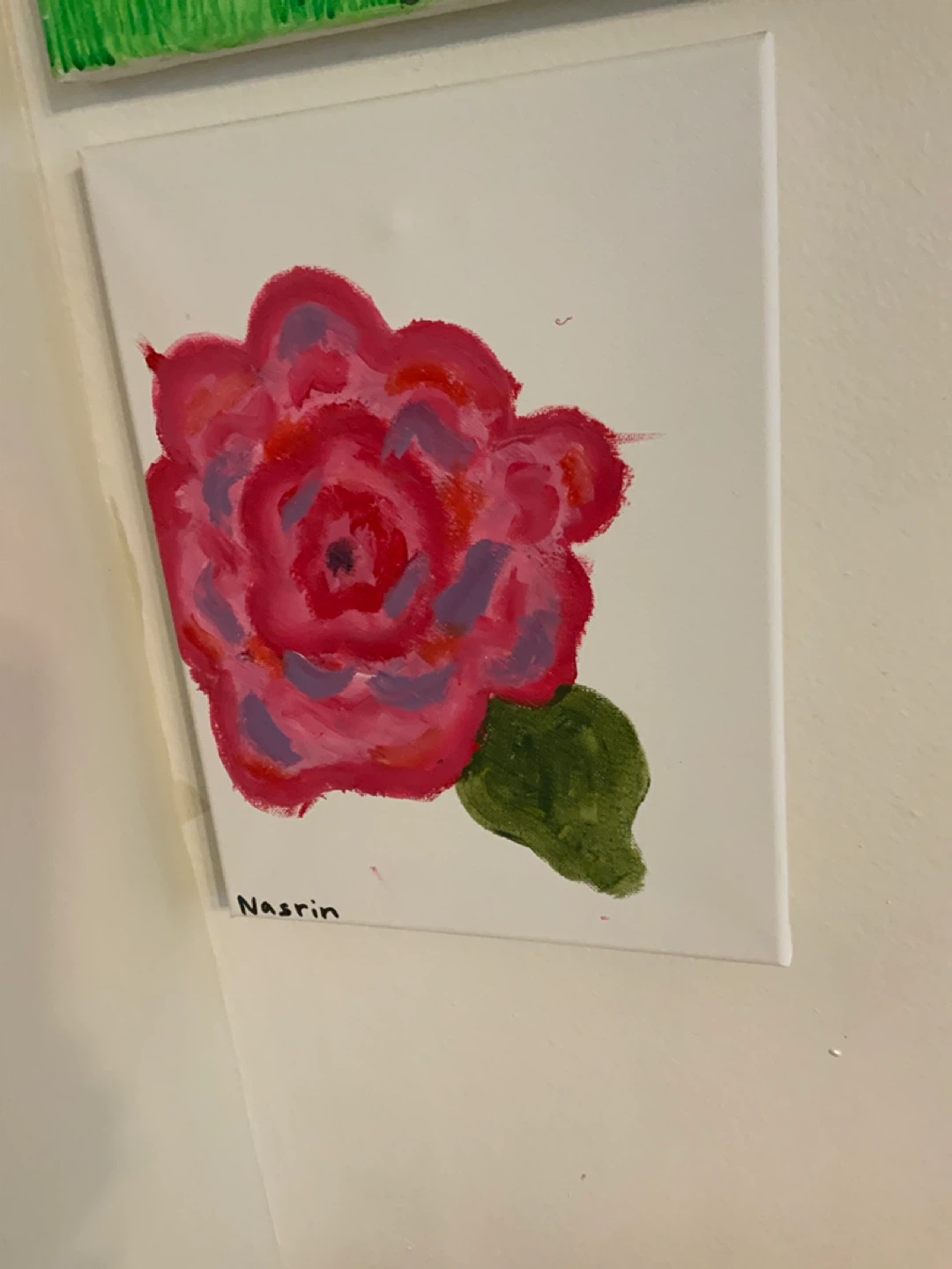 Canvas Painting of a Pink Flower