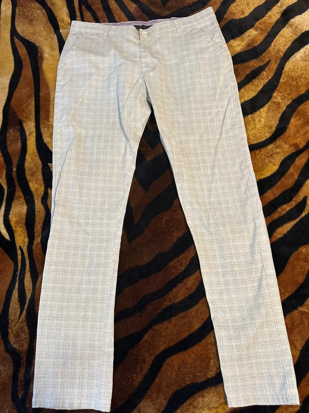 Light Grey Plaid Dress Pants