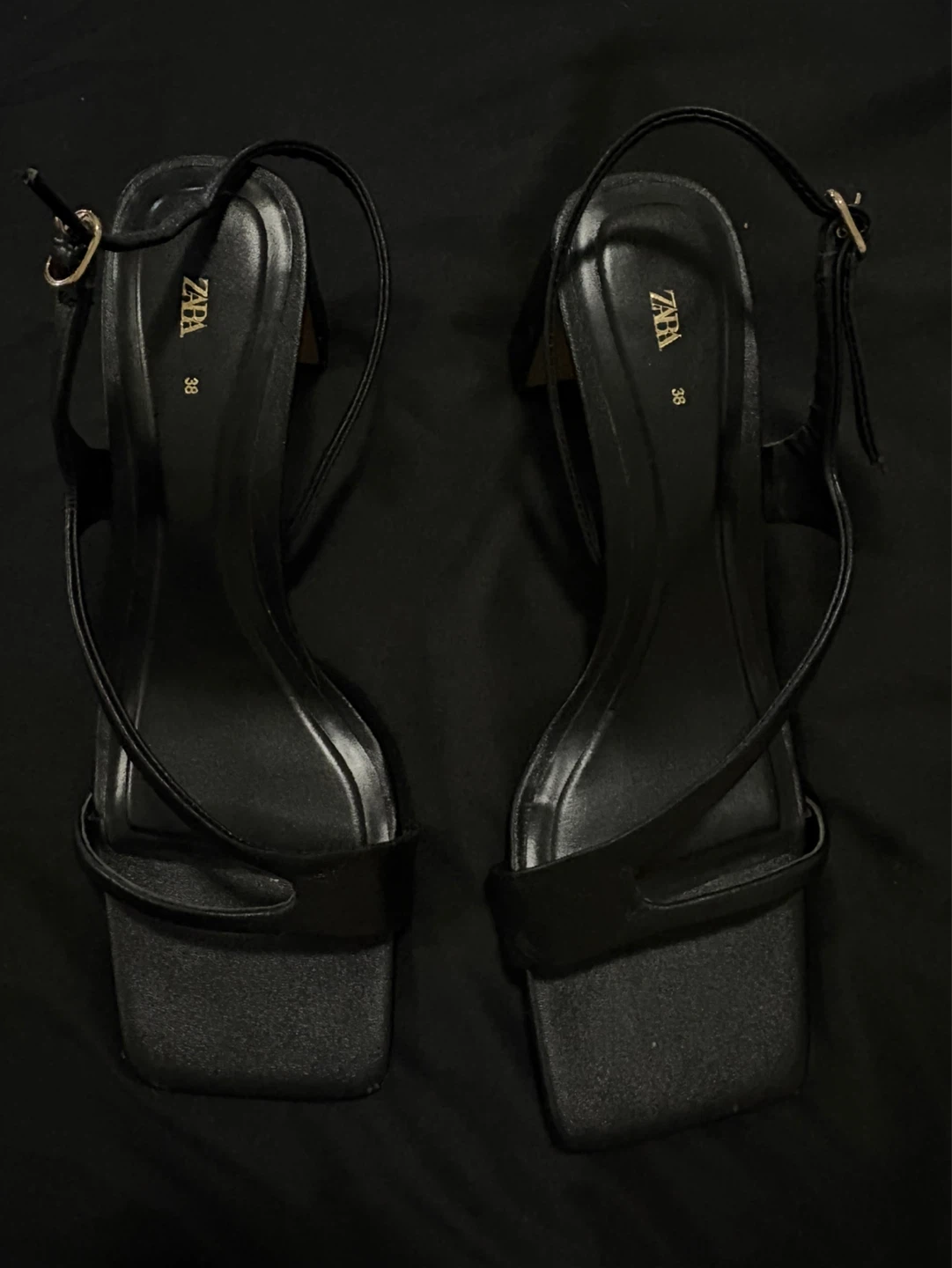 ZARA Black Heeled Sandals Size 38