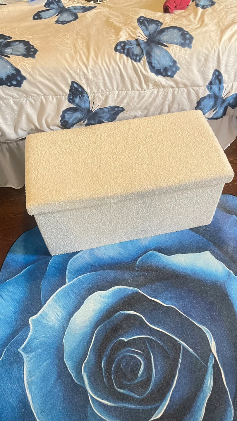 Cream Textured Storage Ottoman/Bench