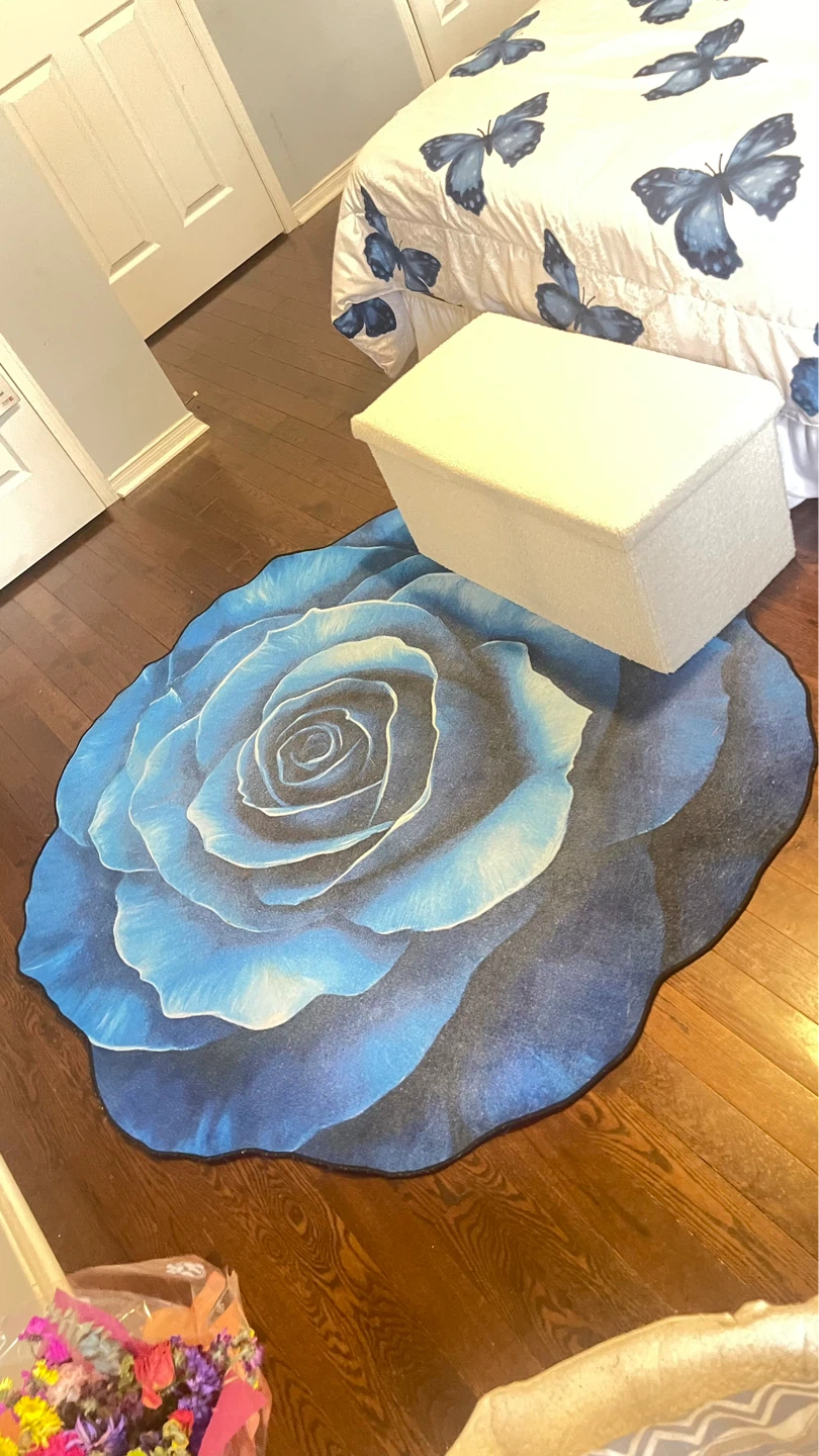 Blue Rose Shaped Rug