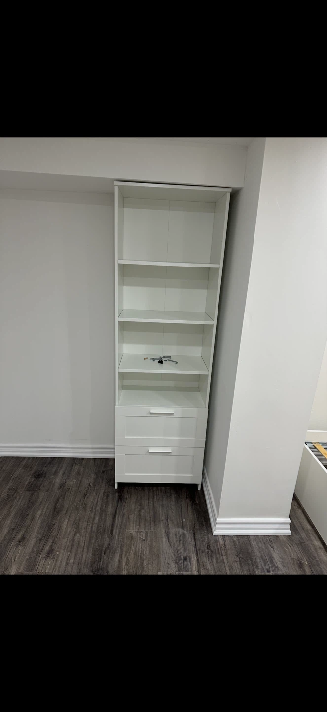 White Bookcase with Drawers
