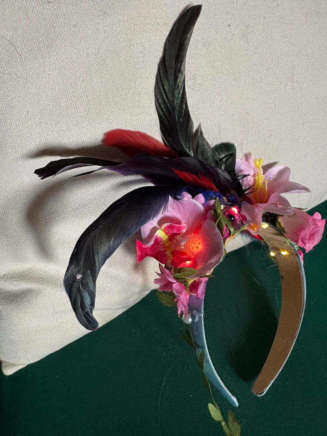 Floral LED Headband with Feathers - photo 3