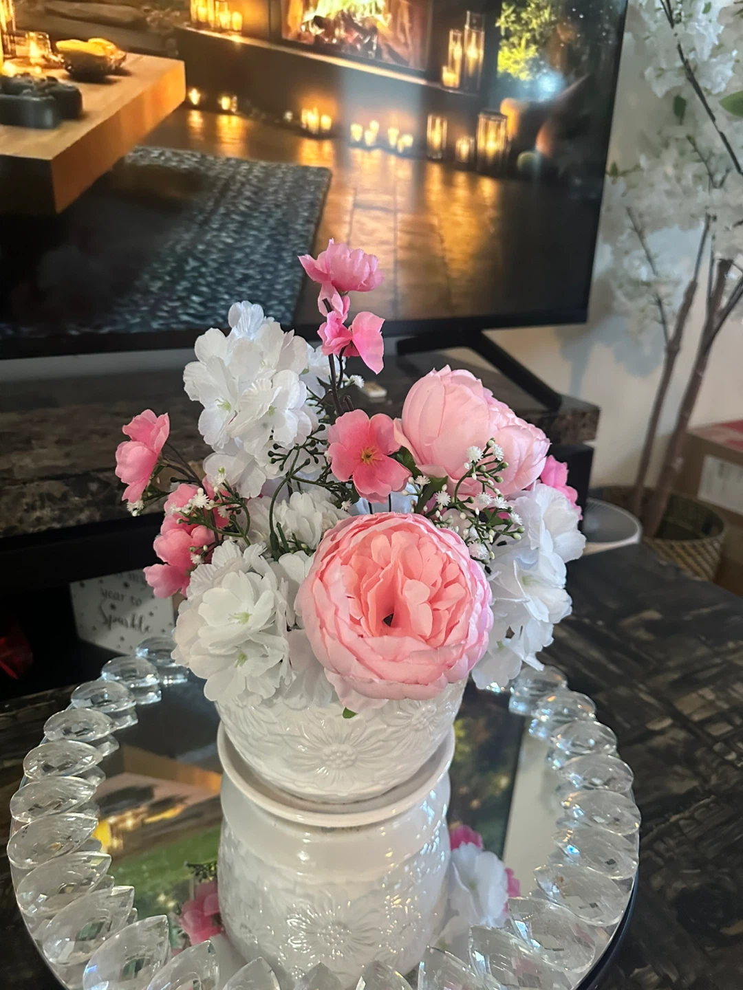 Artificial Flower Arrangement in White Vase