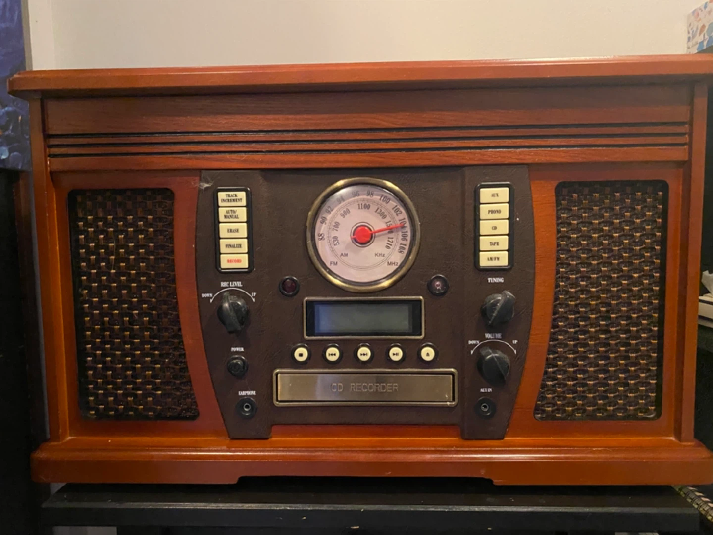 Turntable Record Player with CD, cassette player and Radio