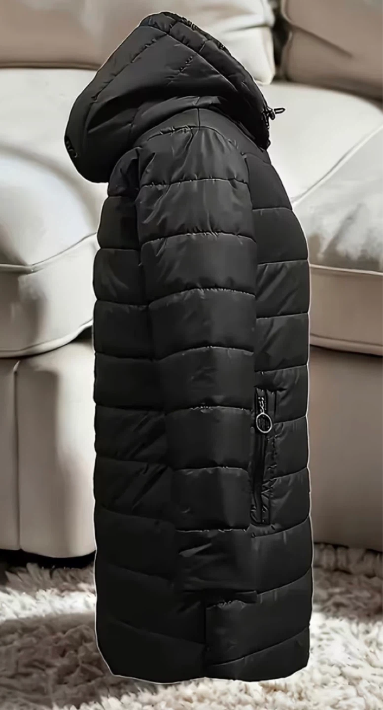 Black Puffer Coat with Fur Hood - photo 2
