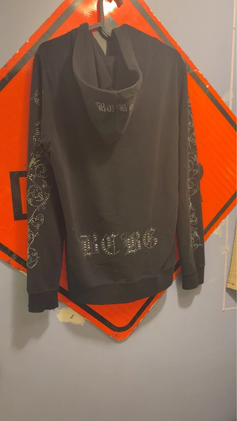 Black rhinestone zip-up