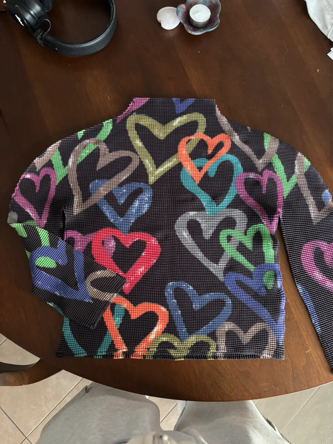 Black Long Sleeve Shirt with Hearts