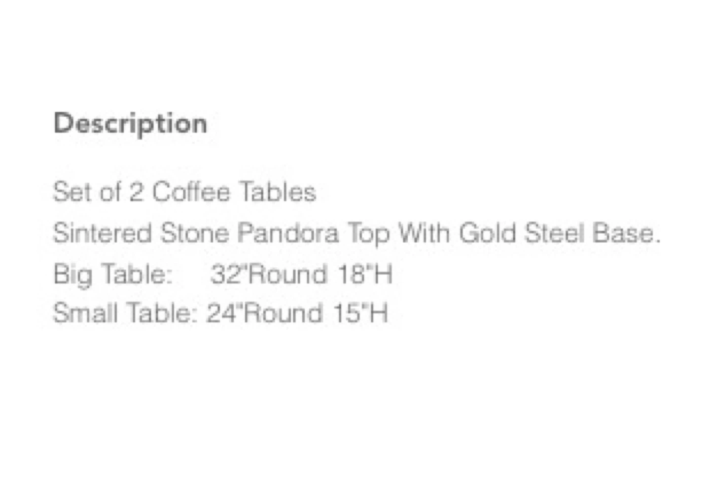 Modern Coffee Table Set – 2 Pieces | Pandora Stone & Gold Base - photo 3