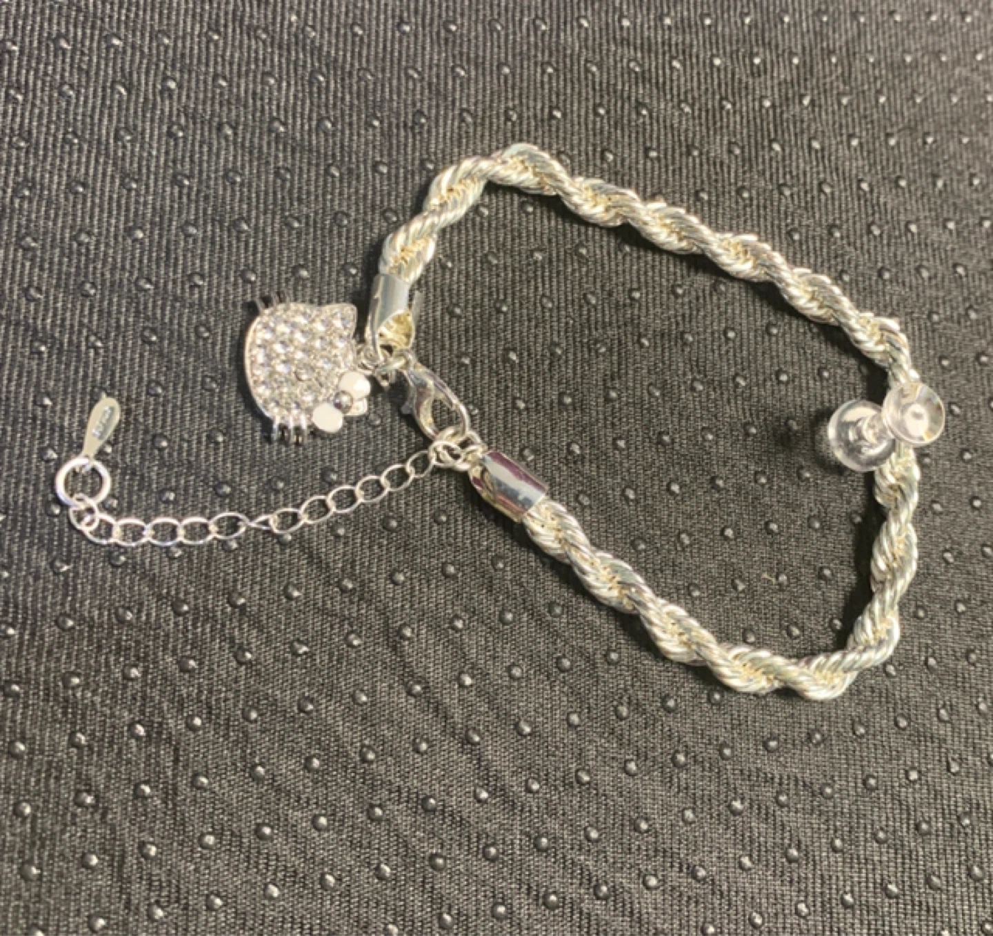 Silver Plated Hello Kitty Rhinestone Charm Bracelet