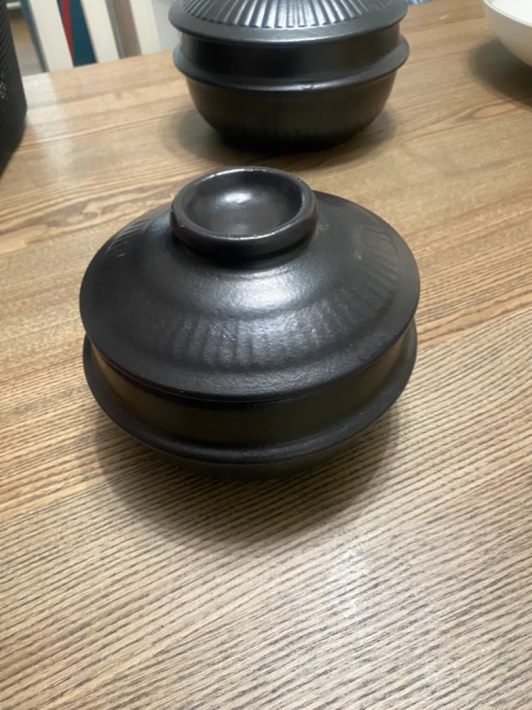3 Black Ceramic Stone Pot with Lid - photo 3