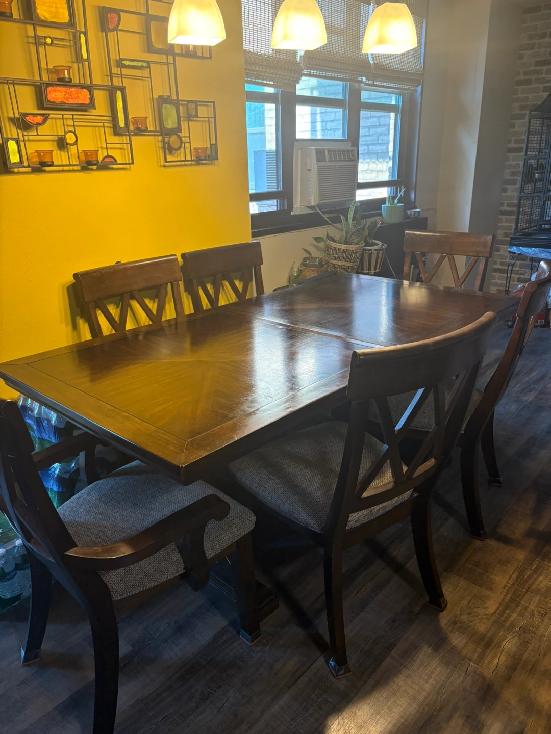 Wooden Dining Table Set with 6 Chairs