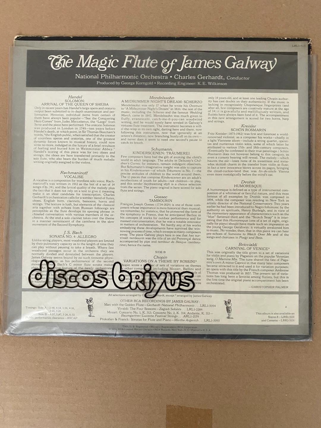 The Magic Flute of James Galway Vinyl Record - photo 2