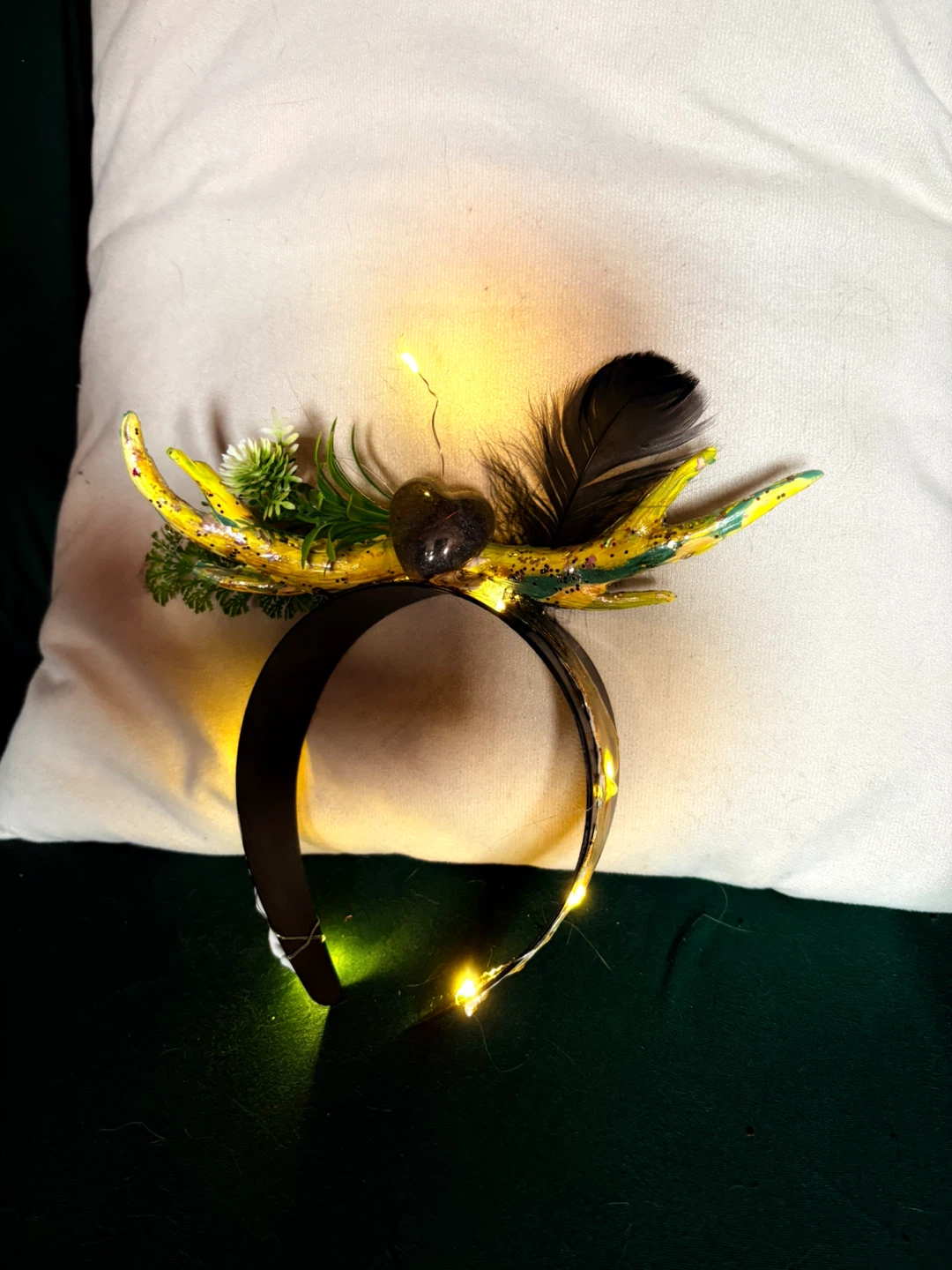 Handmade Woodland Antler Headband with Lights - photo 2